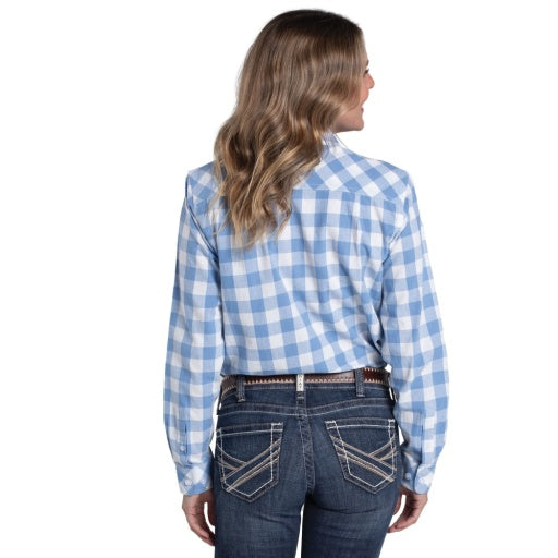 Ariat Womens Abbey Workshirt - Riviera Blue &amp; White Large Check