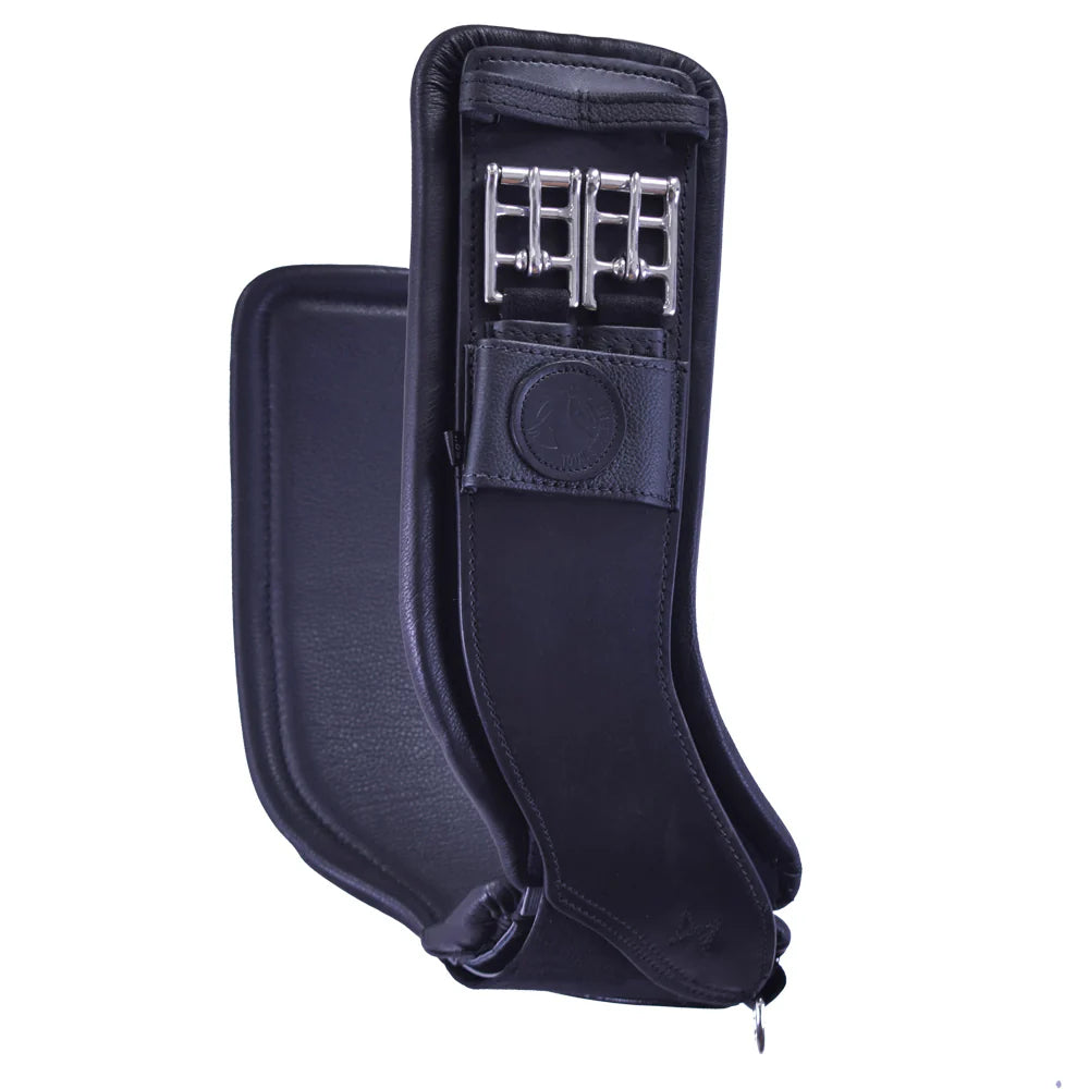 Total Saddle Fit English Dressage StretchTec Girth - Black with Leather Liner