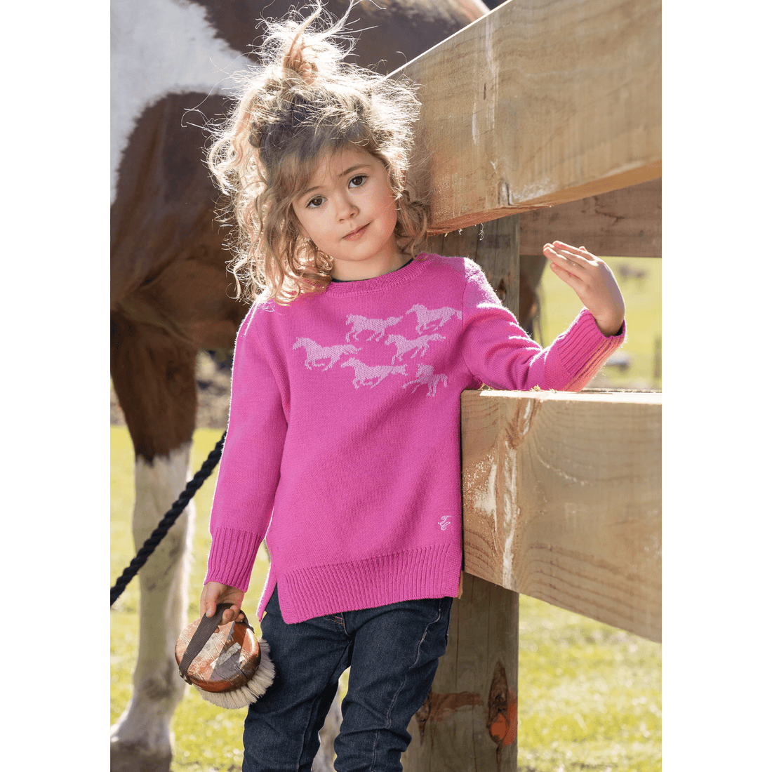 Thomas Cook Girls Running Ponies Knit Jumper - Saddleworld Devonport