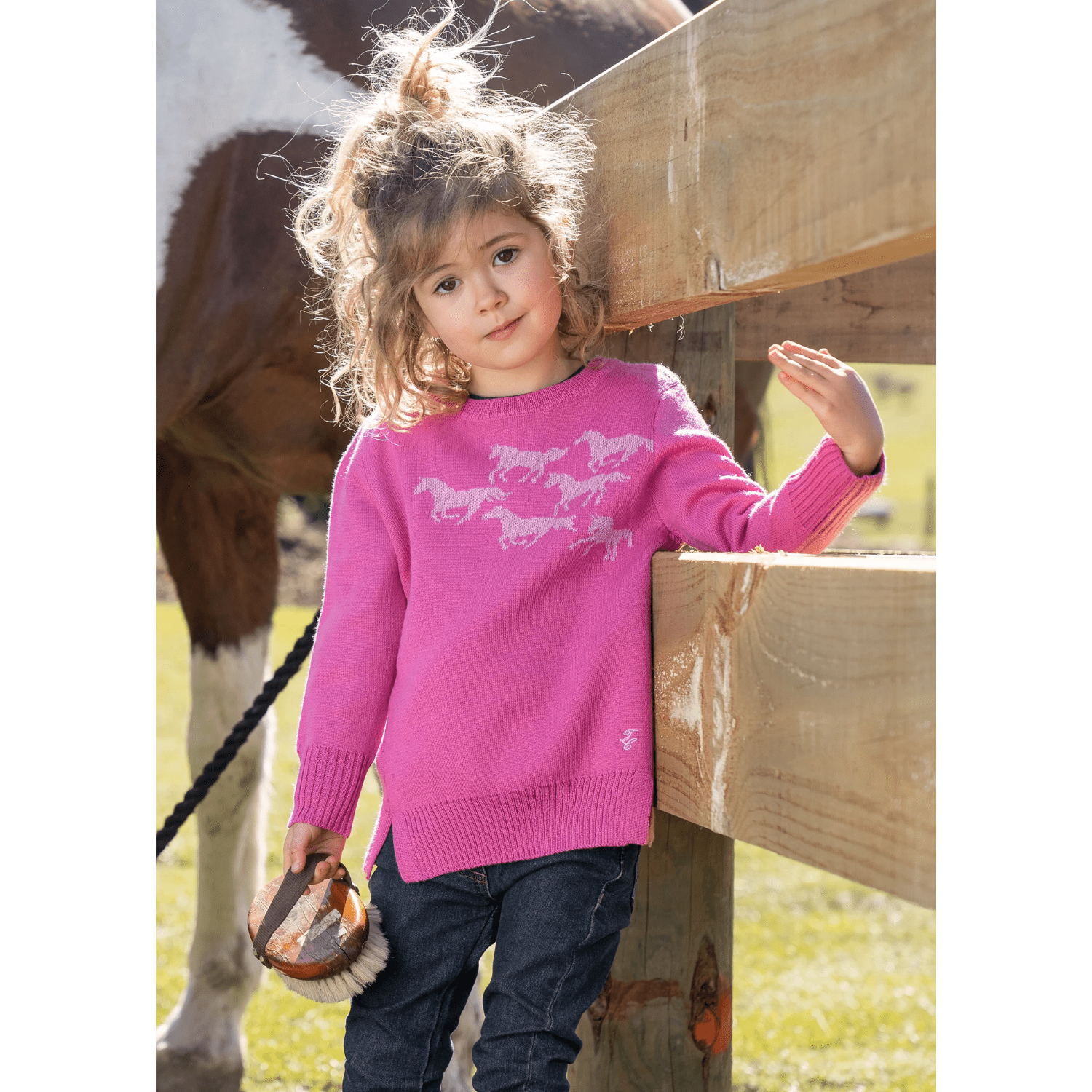 Thomas Cook Girls Running Ponies Knit Jumper - Saddleworld Devonport