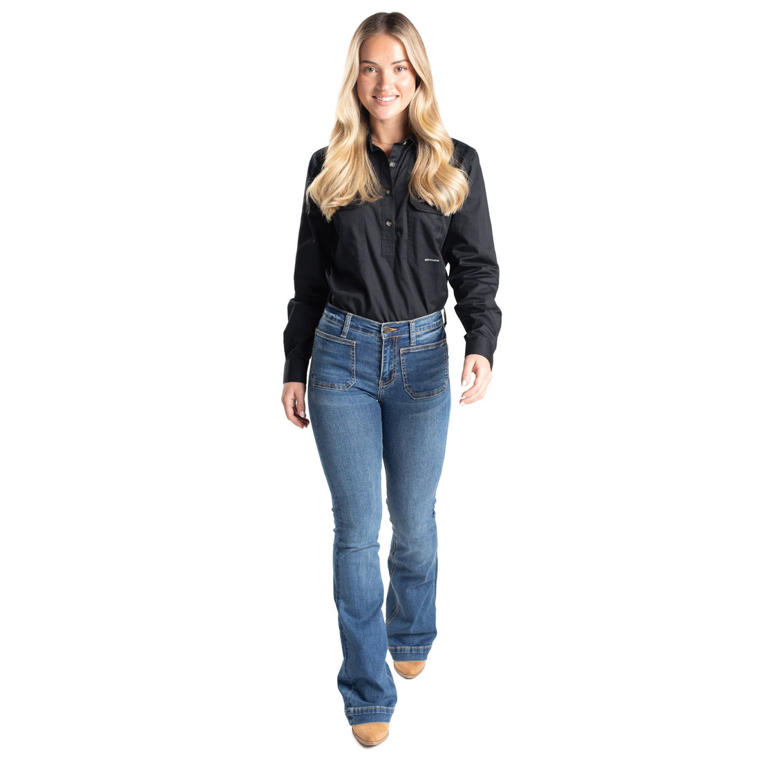 Tin haul Womens Denim 595 Libby Flare Plain Blue - Saddleworld Devonport