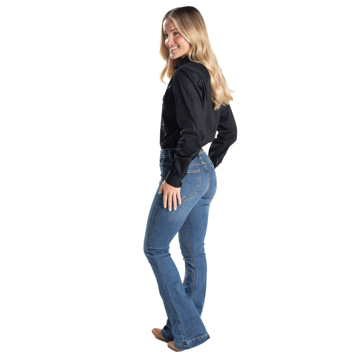 Tin haul Womens Denim 595 Libby Flare Plain Blue - Saddleworld Devonport