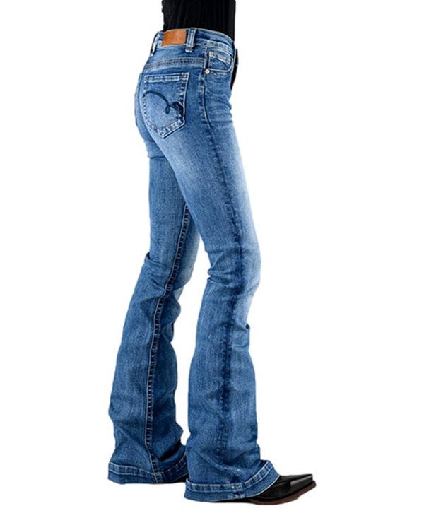 Tin haul Womens Denim 595 Libby Flare Plain Blue - Saddleworld Devonport