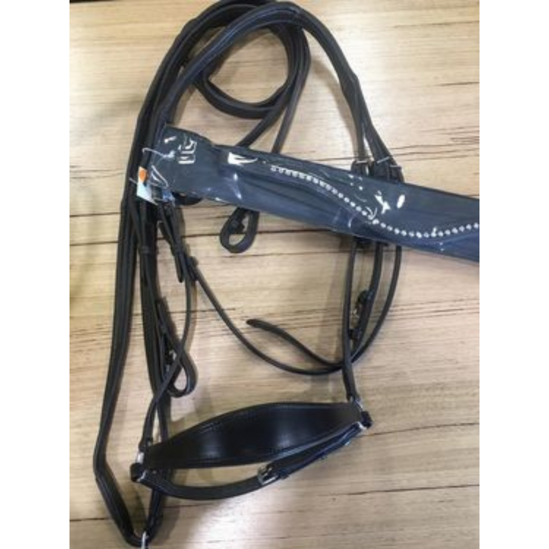 Flexible Fit English Snaffle Bridle with Crystal Browband