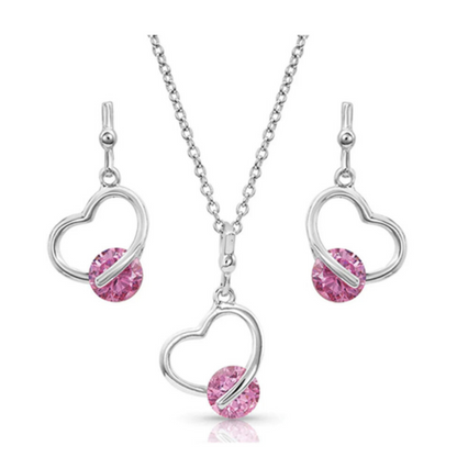 Montana Jewellery Set Pink Hearts