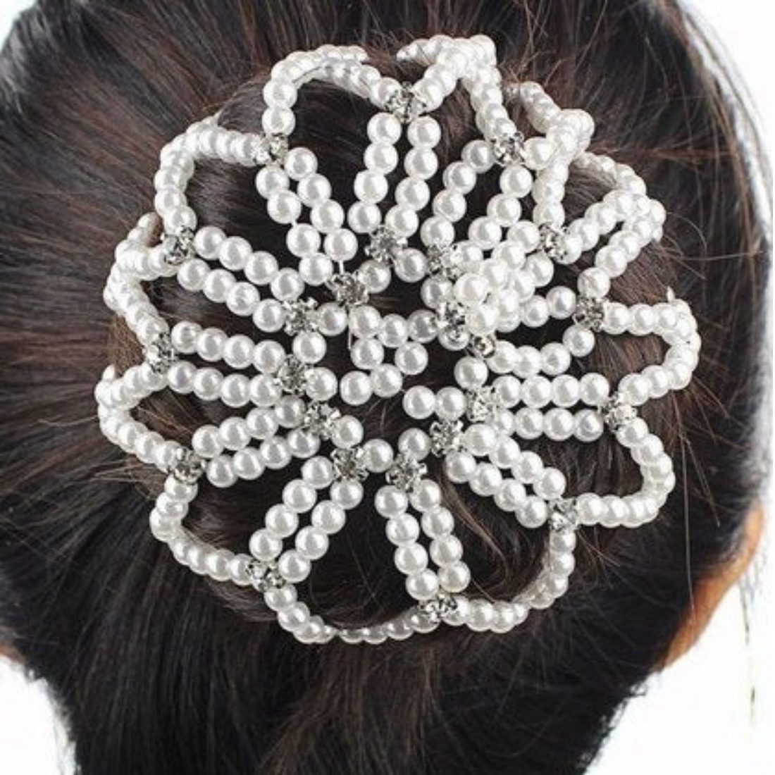 Hamag Pearl/Crystal Bun Hair Net