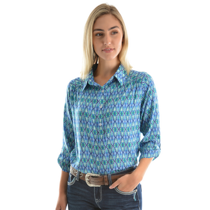 Pure Western Women's Chanel Print Tab Front Shirt