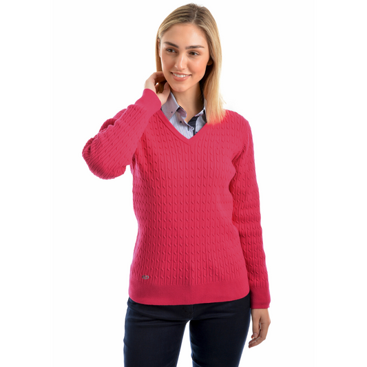 Thomas Cook Women's V Neck Cable Jumper