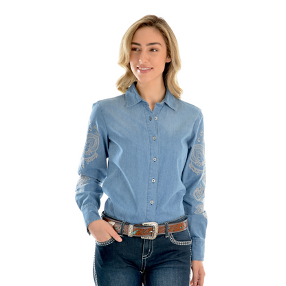 Wrangler Women's Vera Denim Long Sleeve Shirt